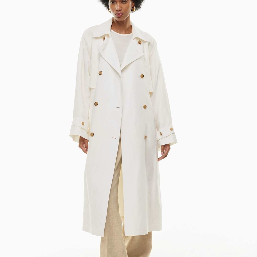 Aritzia Cream Double-Breasted Trench Coat